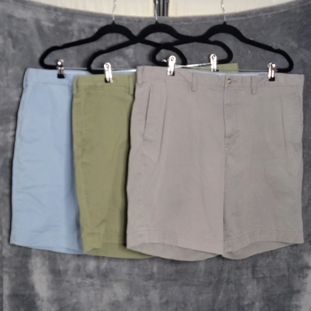 Polo Ralph Lauren Chino Shorts Mens 38 Blue Grey Green Stretch Bundle Preppy Dad - Picture 2 of 16